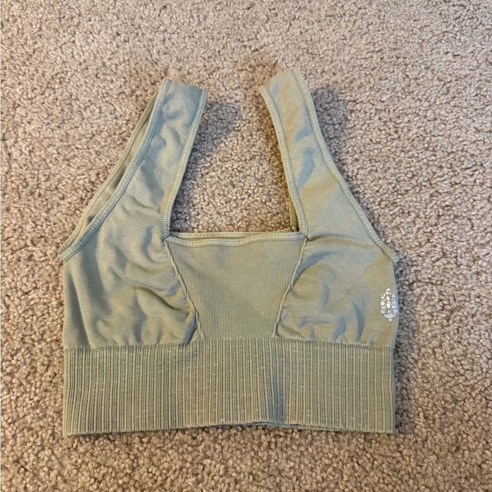 FP Movement by Free People Sage Green Ribbed Sports Bra